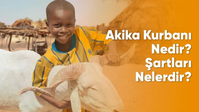 Bir kurbanlık koça sarılarak gülümseyen Afrikalı bir çocuk ve yanında "Akika Kurbanı Nedir? Şartları Nelerdir?" başlığı.